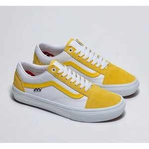 VANS Old Skool 2-Tone Yellow And White Leather Style VLT LX Size 9.5